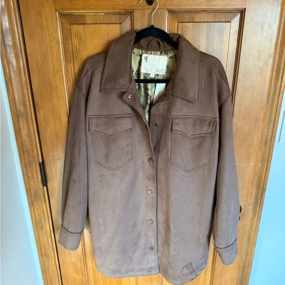 Anthropologie Pilcro Tillie Faux Suede Shacket cocoa size M - Picture 5 of 7